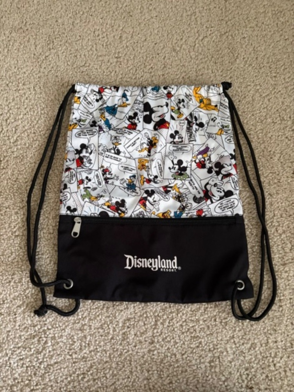 Disneyland Resort Drawstring Backpack Comic Strip Mickey Mouse Cinch Bag